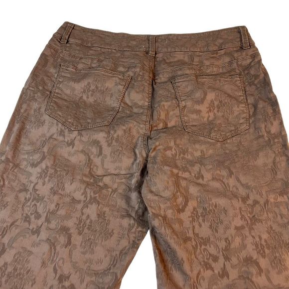Chico’s Women’s Dark Taupe / Brown Muted Brocade Pants Chico’s Size 1 (8-10) - Picture 4 of 11